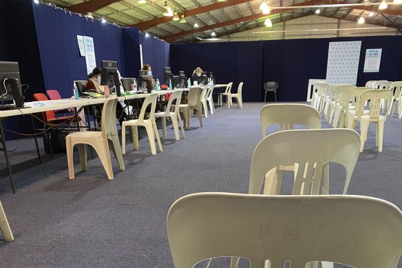 WA’s Claremont vaccination clinic sits empty on Thursday during the state’s most recent lockdown. 
