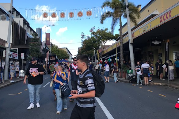 Caxton Street in Brisbane near Suncorp Stadium ahead of the NRL Magic Round on Friday. 