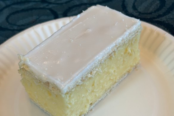 Local icon … Ouyen Mallee Bakery’s famous vanilla slice.