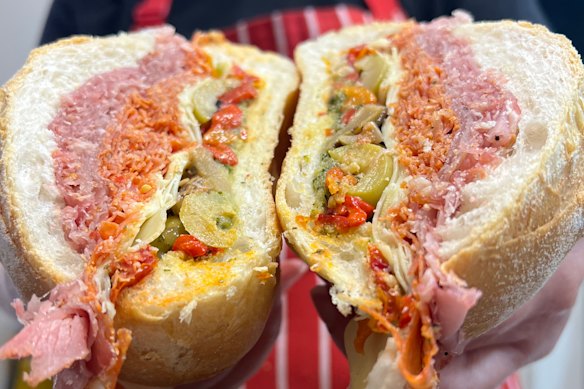 The namesake Rocco Roll with cold cuts, pesto, cheese and veggies.