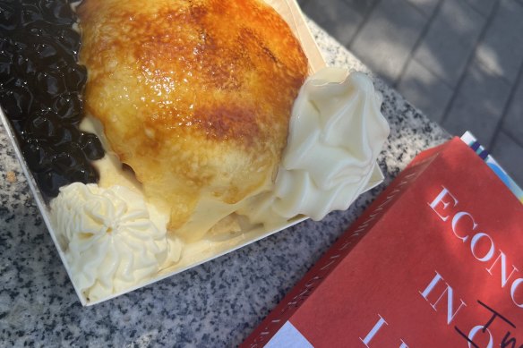 Summer essentials: a book and souffle pancakes with ice cream in Cabramatta.