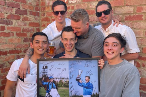 Dylan Dean, Zac Spain,  Jordan Childs, Tom Conlan, Ash Thompson and Jordan Dean remember Dean Holland at the Ascot Vale Hotel.