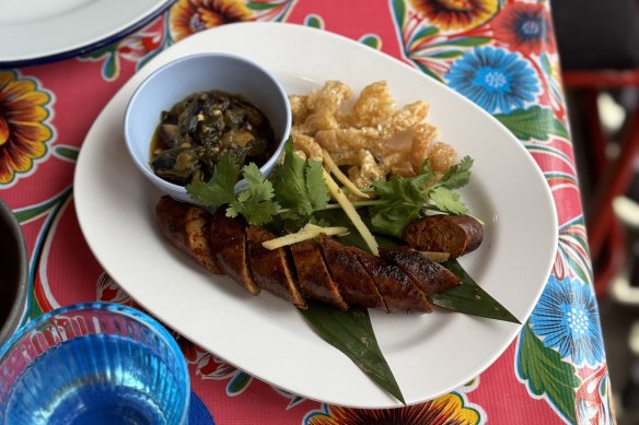 Northern-style Thai sausage is one of many dishes touched by the fire at Songbird.