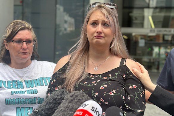 Julie Ryan outside the Supreme Court in Brisbane after a teenager was sentenced over the killing of Vyleen White.