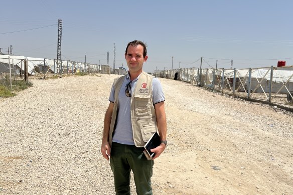 Save the Children chief executive Mat Tinkler at the camp.