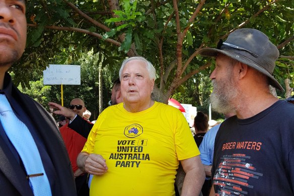 Clive Palmer at a Brisbane rally last month.