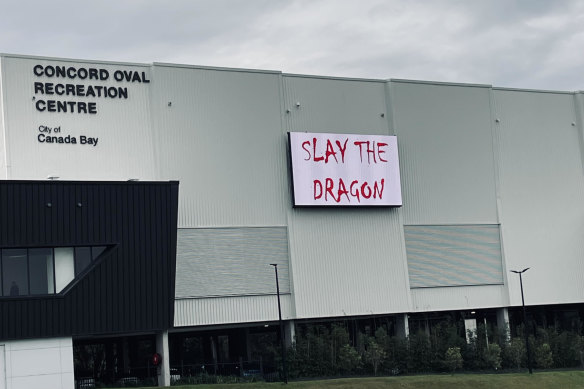 The Wests Tigers and their not-so-subtle motivational sign at training ahead of the St George Illawarra clash