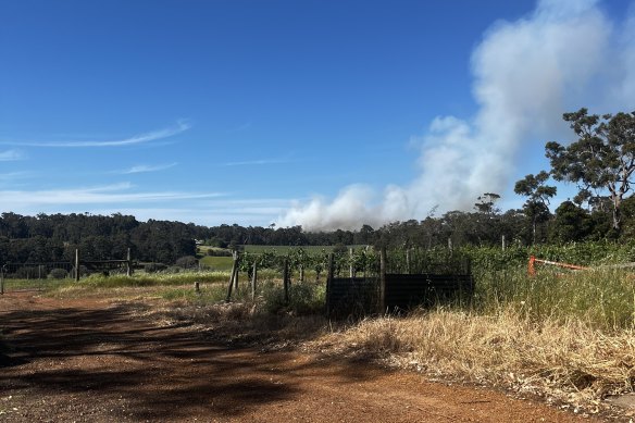 The fire is near several wineries.