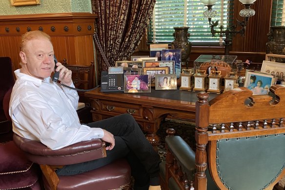 Visy chairman and owner Anthony Pratt works from home at the Raheen mansion in 2020.
