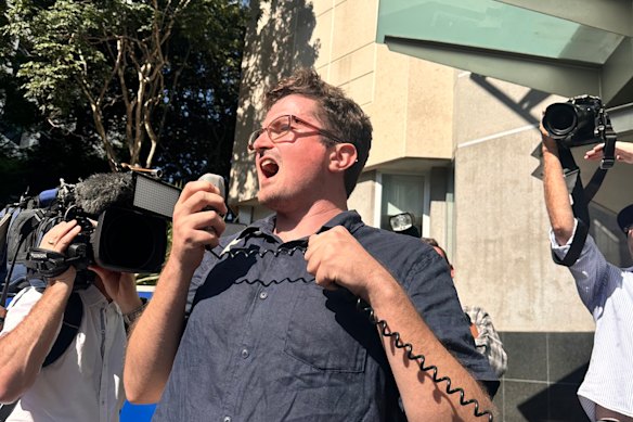 Liam Parry was the first person to be charged under the state ban over two protest slogans. 