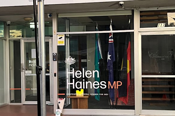 Haines’ electorate office this morning. 