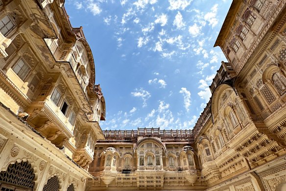 The sky over the Mehrangarh Fort in Jodphur, India.