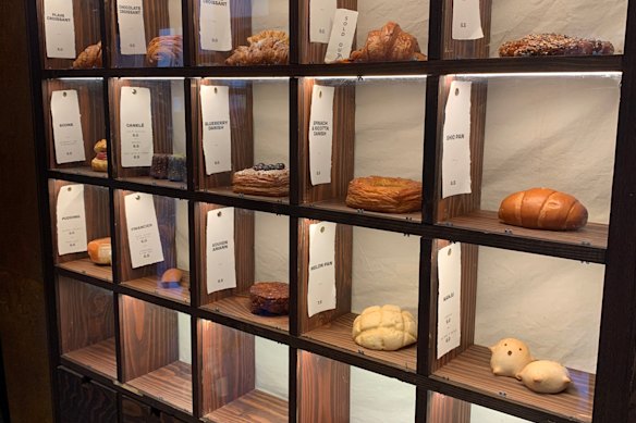 Bakemono’s pastry selection on display near the entrance.