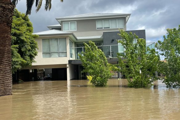 A flooded home in Maribyrnong.