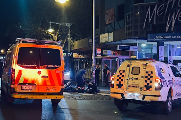 A photo from a witness at the scene of Thursday night’s police shooting in Footscray.