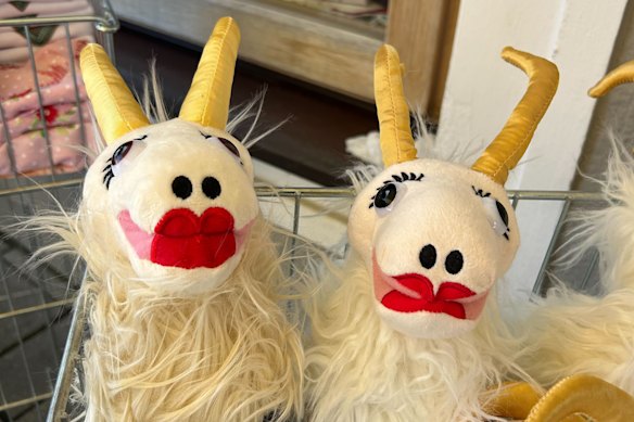Local gift shops sell goat marionettes.