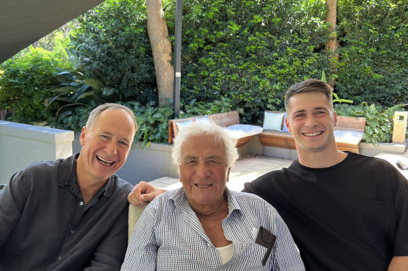 Lachlan Ilias (right) with father Arthur and his late grandfather Spiros (centre).