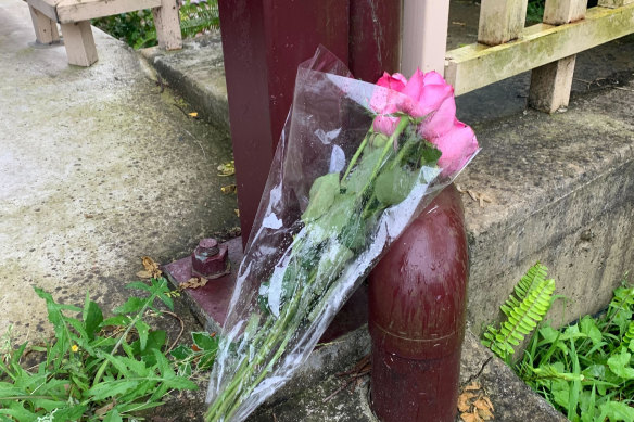 Flowers were left outside the Bronte Road address on Friday.