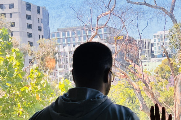  Ismail Hussein, 30, a refugee from Somalia, spent most of his 20s in immigration detention, first on Manus Island, then since December 2020 in the Park Hotel in Carlton. He arrived  by boat in Australia in 2013. 