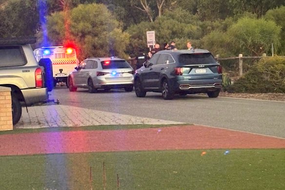 Police at the scene on Sunday.