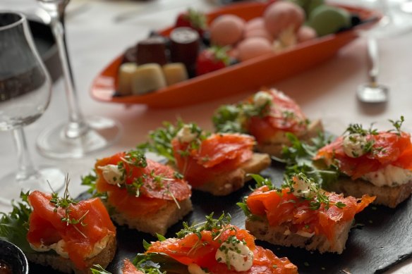 Salmon is served ... a Norway Coastal Kitchen dish.