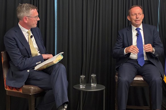 Dominic Perrottet and Tony Abbott in Washington.