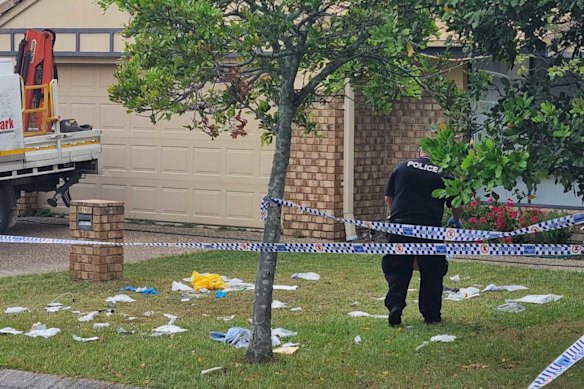 The scene in North Lakes after the fatal home invasion.
