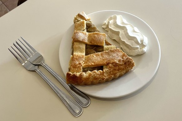 Lattice-topped apple pie and whipped cream at Walrus in Brunswick.
