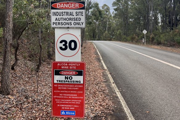 Warning signs on Myara Road where public access stops.