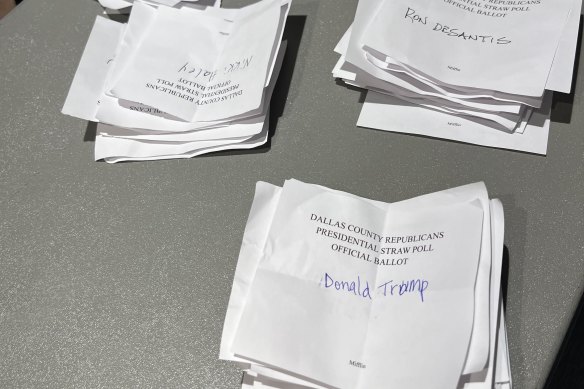 Votes cast at a caucus centre in a hotel in West Des Moines. 