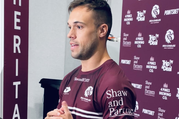 Luke Brooks in Manly colours for the first time.