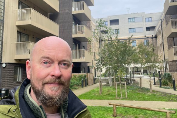 Duncan Hayes, of Newham Council-owned development company Populo Living, inside the courtyard of an apartment development built around the old town hall.