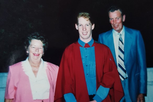 Professor White with his parents. His mother died from Alzheimer’s 15 years ago.