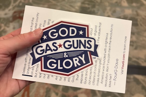 A flyer for FourG Media, a conservative and Republican news website, at the Turning Point USA AmericaFest conference.