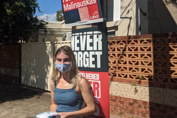 Katie Cooper at the Glynde early polling centre. 