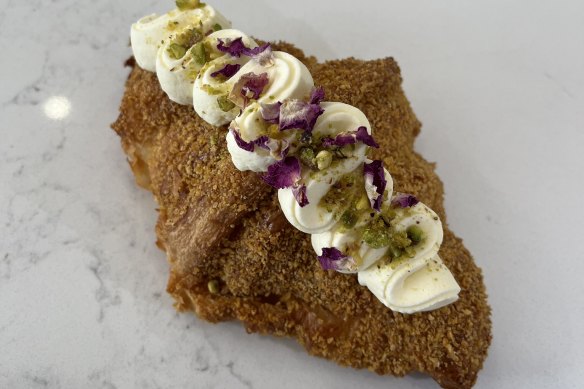 Creme de la Creme Patisserie’s knafeh croissant riffs on the sweet, cheesy Middle Eastern dessert.