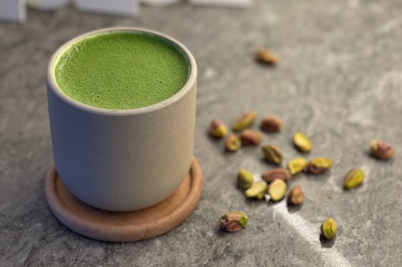 Pistachio matcha at Naau Cafe.
