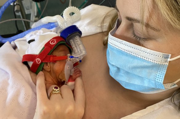 Lorna and baby Violet at the Royal Hospital For Women (RHW) in Sydney’s Randwick.