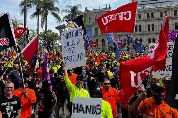 More placards at the Brisbane protest.