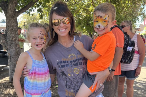 Iowa resident Stephanie Becker and her children at the Iowa State Fair.