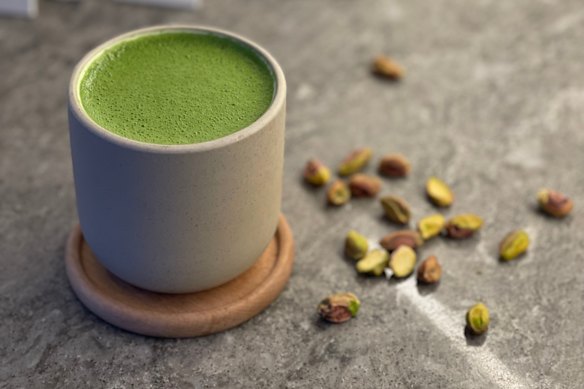 Pistachio matcha at Naau Cafe in the CBD.