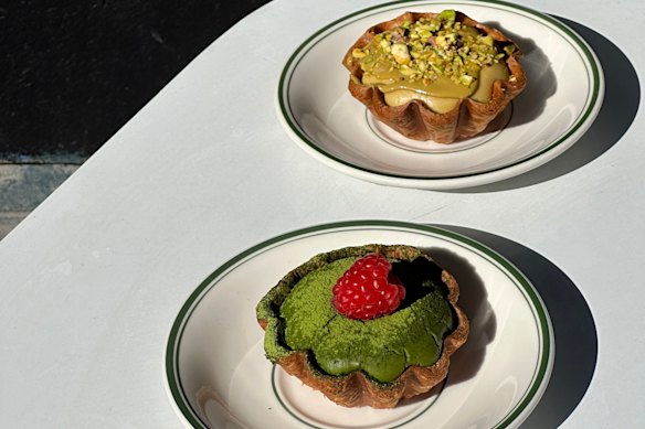 Matcha and pistachio tarts from Yin Viennoiserie.