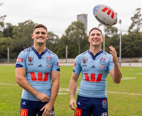 Best of enemies: NSW halves Nathan Cleary and Mitchell Moses play against each other on Sunday