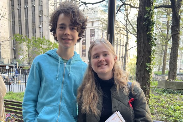 Owen Berenbom and Hope Harrington, both aged 14, are among those lining up each day to witness history.