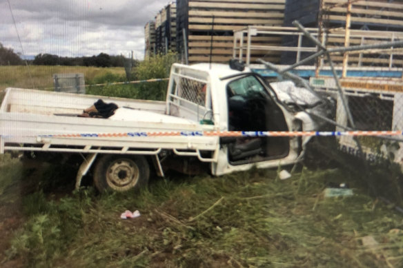 The scene after Adam Fitzpatrick’s car crash. After he was pulled from the wreckage, plastic surgeons masterfully pieced together the shattered fragments of his face “like a jigsaw”.