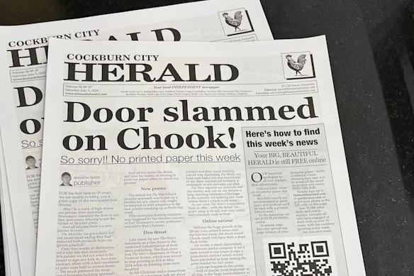 The A3 two-page edition was placed at the Freo Herald’s bulk drop points.