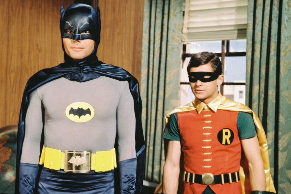 Adam West as Batman and Burt Ward as Robin in the TV series Batman. 