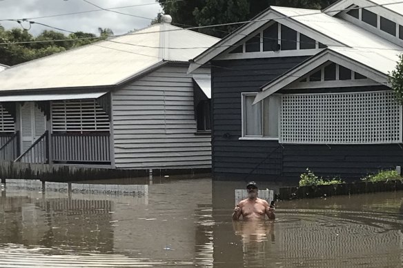 Flooding in a West End street in February 2022.