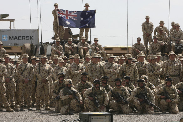 Australian soldiers at `Kamp Holland` Military base in Tarin Kowt, Afghanistan in 2007.