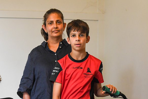 Dani Hacket with son Xavier who was caught in the selective exam chaos last year and Naplan this year.